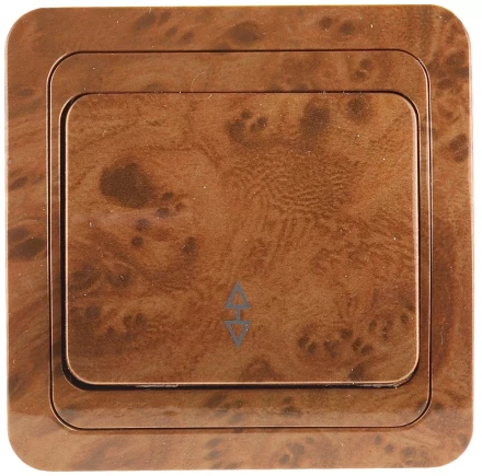 Выключатель СВЕТОЗАР "ГАММА" проходной, одноклавишный, цвет орех, 10A/~250B SV-54137-N купить в Когалыме