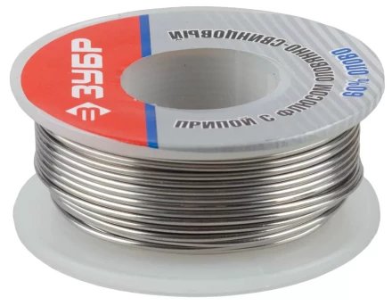 Припой ЗУБР оловянно-свинцовый, 60% Sn / 40% Pb, 100гр 55420-100 купить в Когалыме