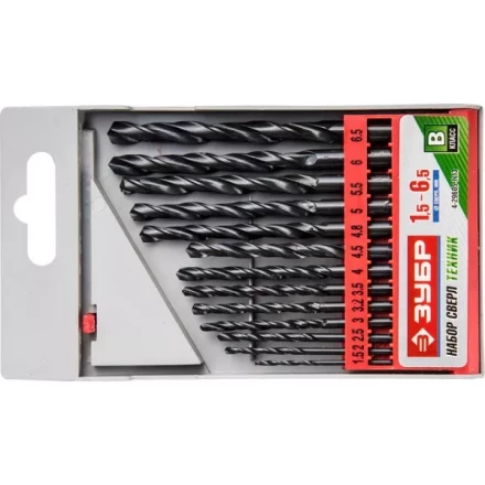 Набор ЗУБР "ТЕХНИК": Свёрла по металлу парооксидированных, быстрорежущая сталь, 1,5-6,5мм, 13шт 4-29605-H13 купить в Когалыме