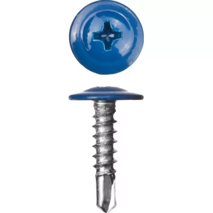 Саморезы ЗУБР с прессшайбой и сверлом по листовому металлу до 2мм, окрашенные в RAL-5005, PH2, 4,2х16мм, 500шт 300211-42-016-5005 купить в Когалыме