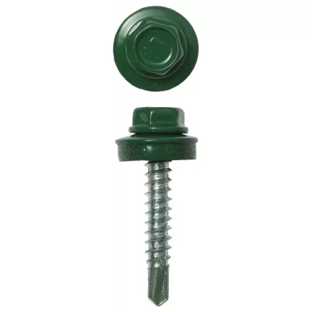 Саморезы ЗУБР "ПРОФЕССИОНАЛ" окраш., RAL 6002 зелен. лист, для крепл. кров. матер. к дерев. обреш., 4.8x29мм, 400шт 4-300315-48-029-6002 купить в Когалыме