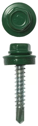 Саморезы ЗУБР "ПРОФЕССИОНАЛ" окраш., RAL 6002 зелен. лист, для крепл. кров. матер. к дерев. обреш., 4.8x29мм, 400шт 4-300315-48-029-6002 купить в Когалыме