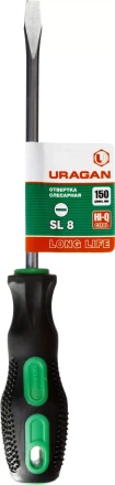 Отвертка URAGAN c двухкомпонентной рукояткой, SL8,0 x 150мм 25075-08-15_z01 купить в Когалыме