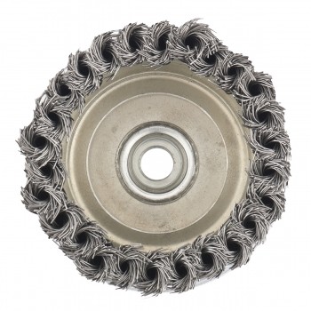 Щетка для УШМ Heavy Duty, 100 мм, М14, &quot;чашка&quot;, крученая металлическая проволока  MATRIX 74672 купить в Когалыме
