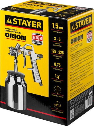 Краскопульт пневматический STAYER &quot;MASTER&quot; ORION, с нижним бачком, 1,5мм 06472-1.5 купить в Когалыме