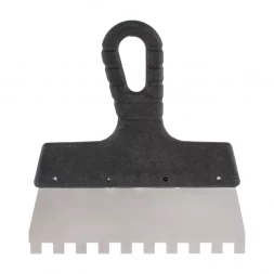 Шпатель из нержавеющей стали 150 мм зуб 10 х 10 мм пластмассовая ручка 85147