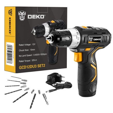 Дрель аккумуляторная в наборе DEKO GCD12DU3 SET2 Li-Ion, 063-4146 купить в Когалыме