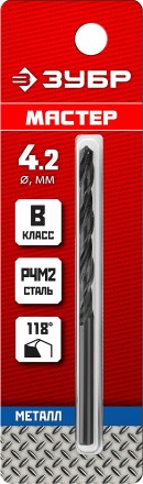 ЗУБР 4.2 х 75 мм, сталь Р4М2, класс В, сверло по металлу (29605-4.2) купить в Когалыме