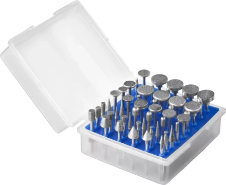 Набор ЗУБР "ПРОФЕССИОНАЛ": Мини-насадки с алмазным напылением в пластиковом боксе, Р 180, хвостовик 3мм, 50 предметов 33383-H50 купить в Когалыме