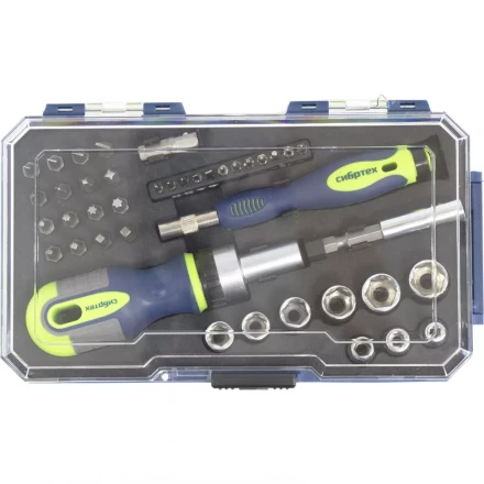 Отвертки реверсивные с набором бит и торцевыми головками 41 штук CrV Сибртех 13338 купить в Когалыме