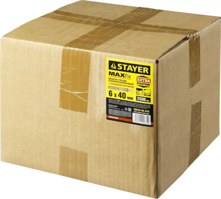 Дюбель-гвоздь полипропиленовый, потайный бортик, 6 x 40 мм, 2500 шт, STAYER Master 30640-06-040 30640-06-040 купить в Когалыме