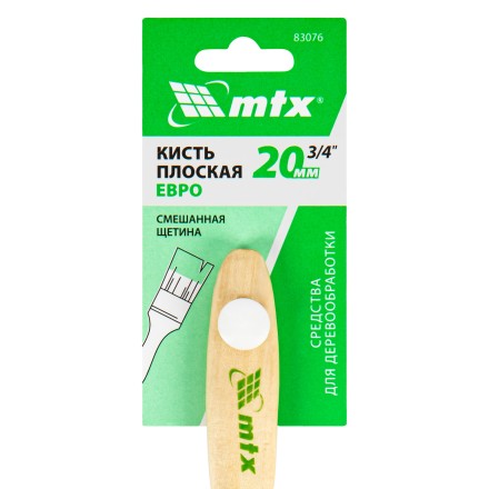 Кисть плоская &quot;Евро&quot; 3/4&quot;, смешанная щетина, деревянная ручка MTX 83076 купить в Когалыме