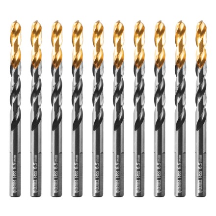 Сверло по металлу, 6,5 мм, HSS-Tin, Golden Tip, 10 шт. Denzel 717216 купить в Когалыме