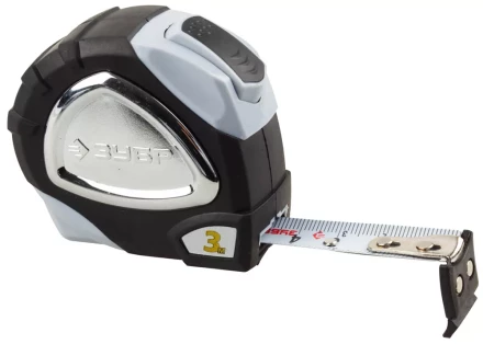 Рулетка ЗУБР "ЭКСПЕРТ" "ПРЕМИУМ", двухкомпонентный корпус, автостоп, полотно с нейлоновым напылением, 3 м / 16 мм 34050-03-16_z01 купить в Когалыме