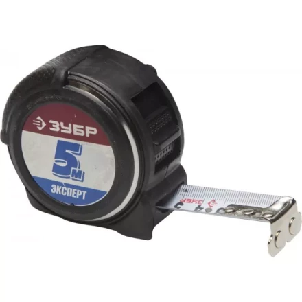 Рулетка ЗУБР "ЭКСПЕРТ" "АНТЕЙ", металлический обрезиненный корпус, полотно с нейлоновым напылением, 5мх25мм 34053-05-25 купить в Когалыме