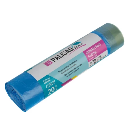 Пакеты для мусора с завязками 60 л x 20 шт., синие, Home Palisad 927205 купить в Когалыме