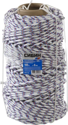 Фал плетёный полипропиленовый СИБИН 16-прядный с полипропиленовым сердечником, диаметр 6 мм, бухта 100 м, 320 кгс 50215-06 купить в Когалыме