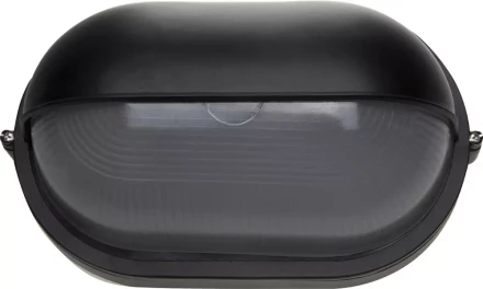 Светильник уличный СВЕТОЗАР влагозащищенный с верхним защитным кожухом, овал, цвет черный, 100Вт SV-57213-B купить в Когалыме