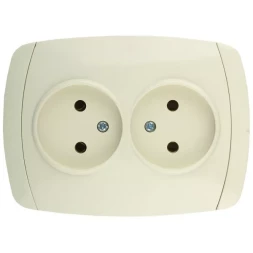 Розетка СВЕТОЗАР "CITY LIGHT" двойная в сборе, без заземления, цвет бежевый, 16А/~250В SV-54202-B