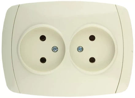 Розетка СВЕТОЗАР "CITY LIGHT" двойная в сборе, без заземления, цвет бежевый, 16А/~250В SV-54202-B купить в Когалыме