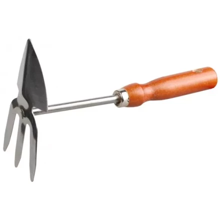 Мотыжка садовая GRINDA, сердцевидное лезвие - 3 зубца, из нержавеющей стали, деревянная ручка, 250мм 8-421139 купить в Когалыме