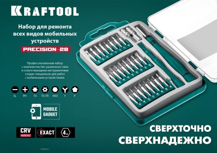 Набор Precision-28: для точных работ и всех видов мобильных устройств, двухкомпонентная рукоятка, Сr-V 25677 купить в Когалыме