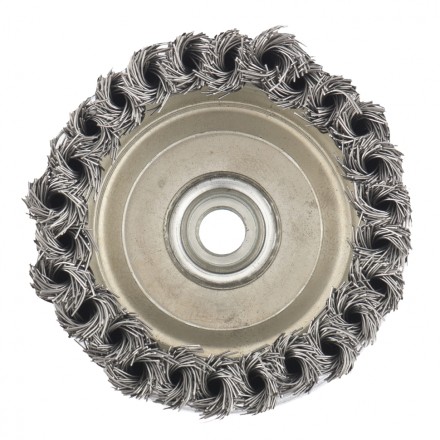 Щетка для УШМ Heavy Duty, 125 мм, М14, &quot;чашка&quot;, крученая металлическая проволока  MATRIX 74674 купить в Когалыме