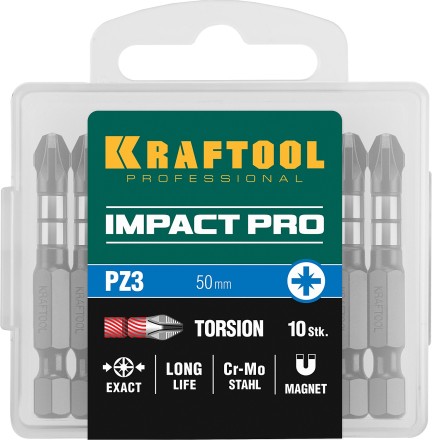 Биты для ударных шуруповертов KRAFTOOL Impact Pro PZ 26193-3-50-S10 купить в Когалыме
