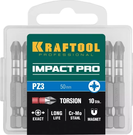 Биты для ударных шуруповертов KRAFTOOL Impact Pro PZ 26193-3-50-S10 купить в Когалыме