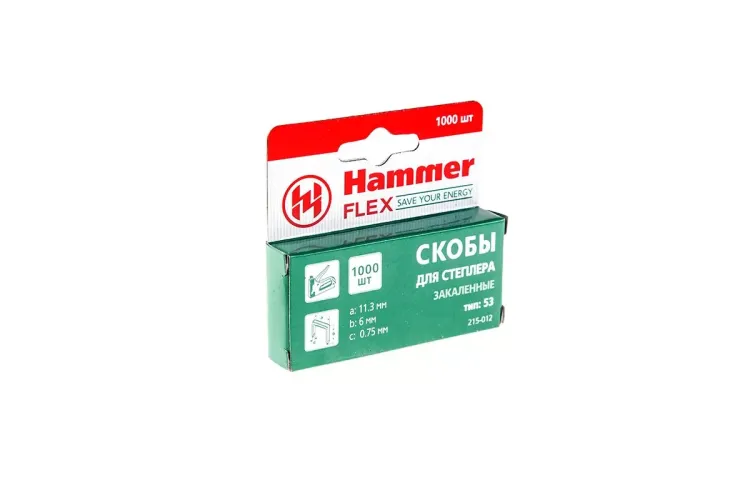 Скобы для степлера HAMMER 215-012 6мм, тип 53, 1000 шт. купить в Когалыме