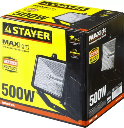 Прожектор STAYER "MASTER" MAXLight галогенный, с дугой крепления под установку, черный, 500Вт 57103-B купить в Когалыме