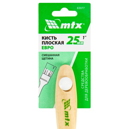 Кисть плоская &quot;Евро&quot; 1&quot;, смешанная щетина, деревянная ручка MTX 83077 купить в Когалыме