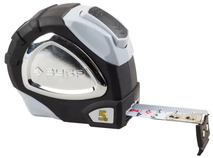 Рулетка ЗУБР "ЭКСПЕРТ" "ПРЕМИУМ", двухкомпонентный корпус, автостоп, полотно с нейлоновым напылением, 5 м / 19 мм 34050-05-19_z01 купить в Когалыме
