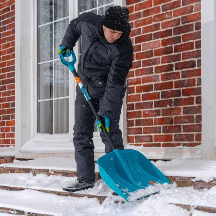 Лопата для уборки снега Palisad 61678, полипропилен, 450х450х1355 мм, алюминиевый черенок, усиленная, LUXE купить в Когалыме