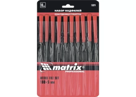 Набор надфилей 180 х 5мм 10 шт пластиковые рукоятки MATRIX 15824 купить в Когалыме