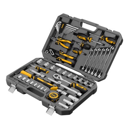 Набор инструментов Denzel 15801, 1/2&quot;, 1/4&quot;, CrV, S2, пластиковый кейс, 64 предмета купить в Когалыме