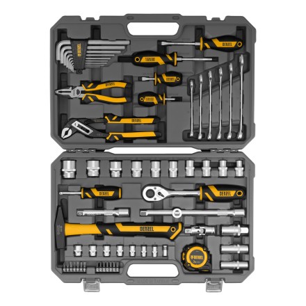 Набор инструментов Denzel 15801, 1/2&quot;, 1/4&quot;, CrV, S2, пластиковый кейс, 64 предмета купить в Когалыме