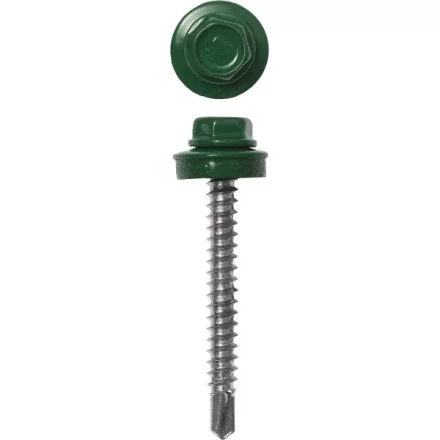 Саморезы ЗУБР "ПРОФЕССИОНАЛ" окраш., RAL 6002 зелен. лист, для крепл. кров. матер. к дерев. обреш., 4.8x70мм, 160шт 4-300315-48-070-6002 купить в Когалыме