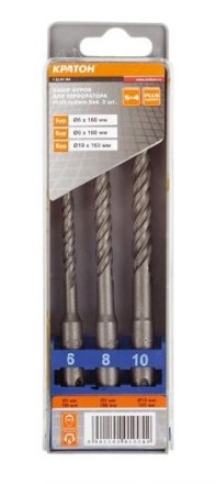 Набор буров  SDS-plus S4 3 штуки   Кратон 1 02 01 004 купить в Когалыме