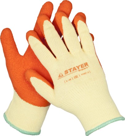 Перчатки STAYER &quot;EXPERT&quot;  рабочие с рельефным латексным покрытием, 10 класс, S-M 11407-S купить в Когалыме