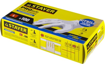 Перчатки STAYER &quot;PROFI&quot; нитриловые экстратонкие, L, 100шт 11203-L купить в Когалыме