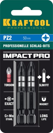 Биты для ударных шуруповертов KRAFTOOL Impact Pro PZ 26193-2-50-S2 купить в Когалыме