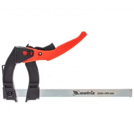 Струбцина реечная быстрозажимная пластиковый корпус рычажно-храповой механизм 100 х 90 х 195 мм штанга 5 х 20 мм Matrix 20734 купить в Когалыме