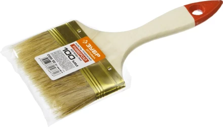 Кисть плоская ЗУБР "УНИВЕРСАЛ-ОПТИМА", светлая щетина, деревянная ручка, 100мм 01099-100_z01 купить в Когалыме