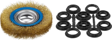 ЗУБР "ПРОФЕССИОНАЛ". Щетка дисковая для точильно-шлифовального станка, витая стальная латунирован проволока 0,3мм, 125х32мм 35186-125_z01 купить в Когалыме