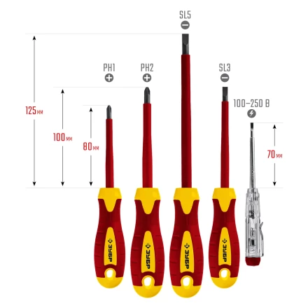 ЗУБР 5 предм, набор диэлектрических отверток, Профессионал (25265) купить в Когалыме