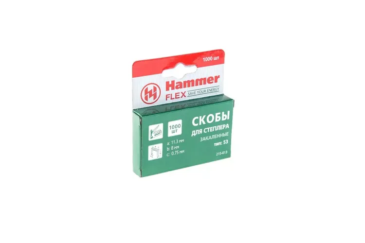 Скобы для степлера HAMMER 215-013 8мм, тип 53, 1000 шт. купить в Когалыме