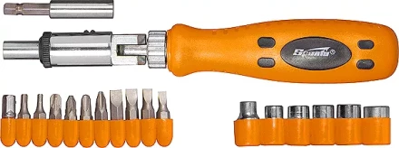 Отвертка реверсивная с шарниром + биты + головки, 19 шт  SPARTA 115545 купить в Когалыме