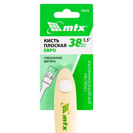 Кисть плоская &quot;Евро&quot; 1.5&quot;, смешанная щетина, деревянная ручка MTX 83078 купить в Когалыме