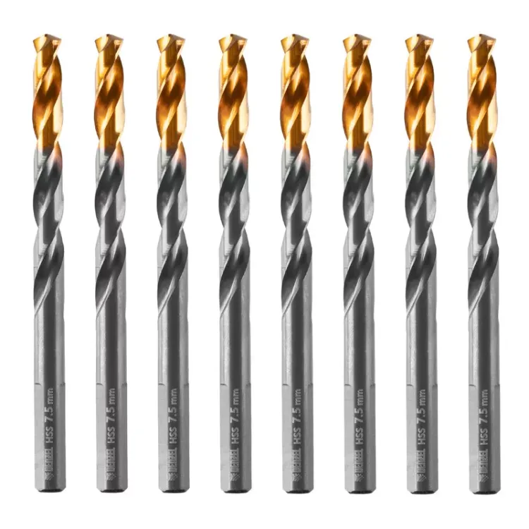 Сверло по металлу, 7,5 мм, HSS-Tin, Golden Tip, 8 шт. Denzel 717218 купить в Когалыме